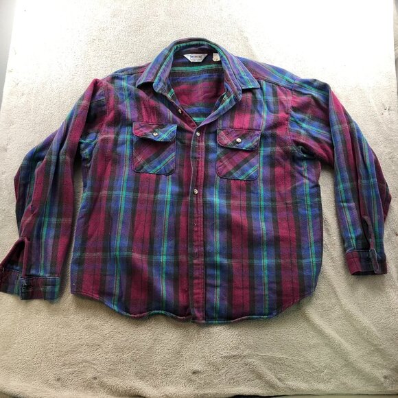 Vintage Five Brother Mens Shirt Size 2XL Long Sleeve Plaid Flannel Button Up Y2K - Picture 12 of 13